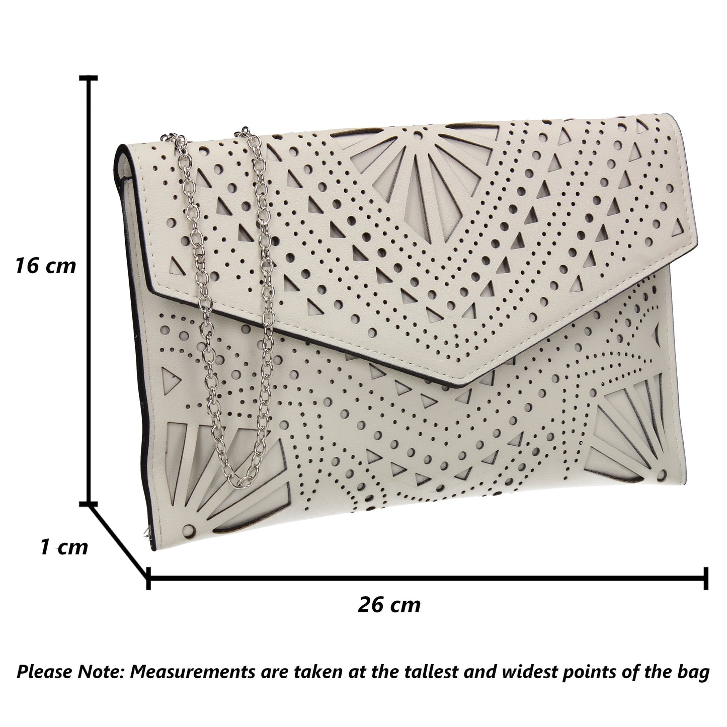 Kendra Laser Cut Detail Clutch Bag White