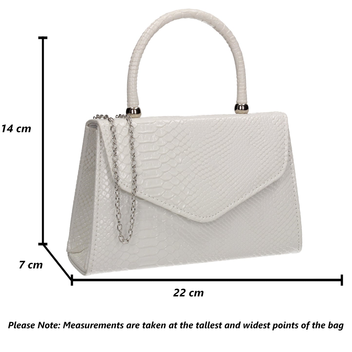 Lucy Mini-Handbag Faux Leather Snakeskin Effect Clutch Bag White