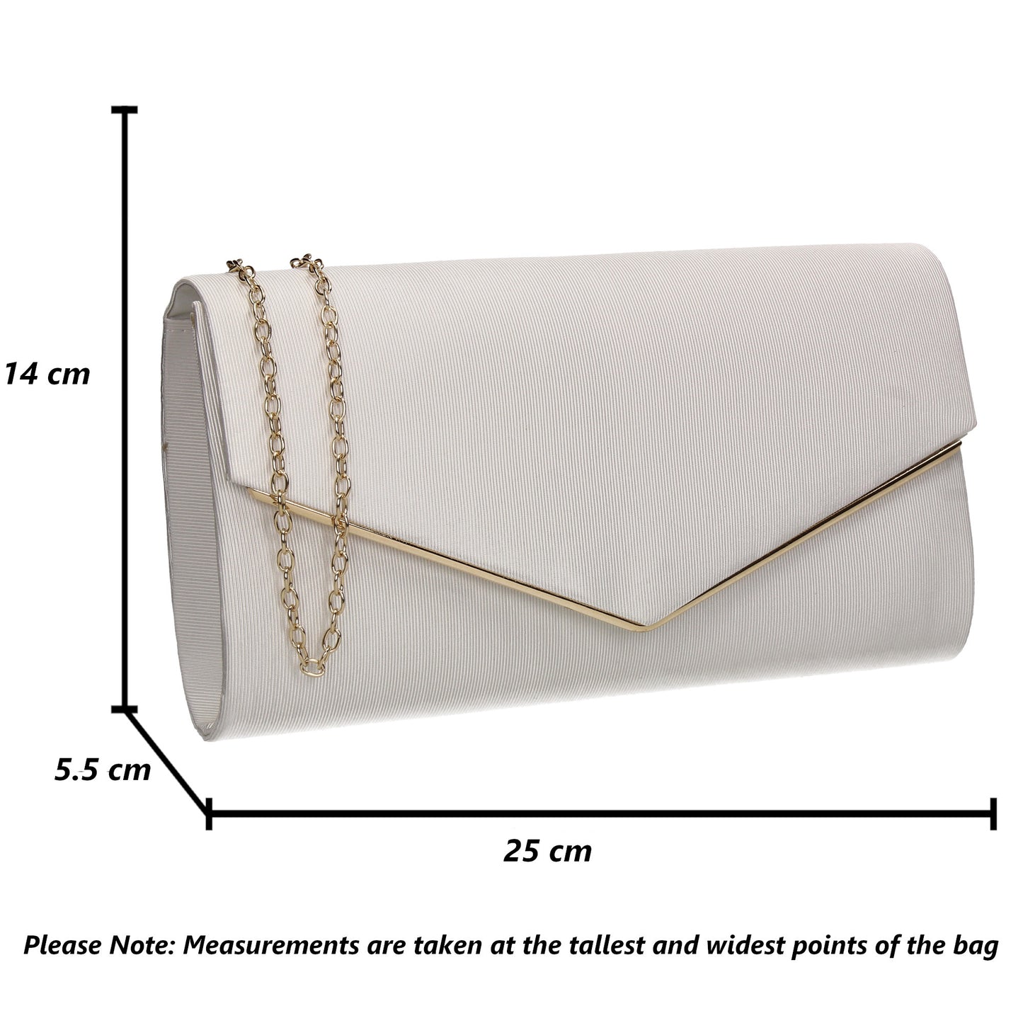 Alison Satin Envelope Clutch Bag White