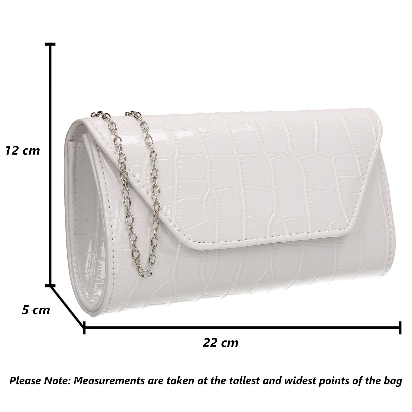 Erin Croc Effect Clutch Bag White
