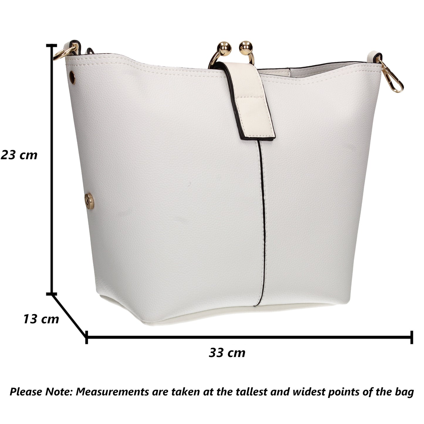 Kristina Faux Leather Bucket Bag Handbag White
