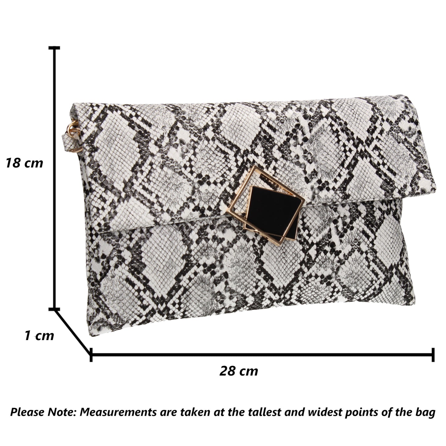 Callie Faux Leather Animal Print Elegant Clutch Bag White