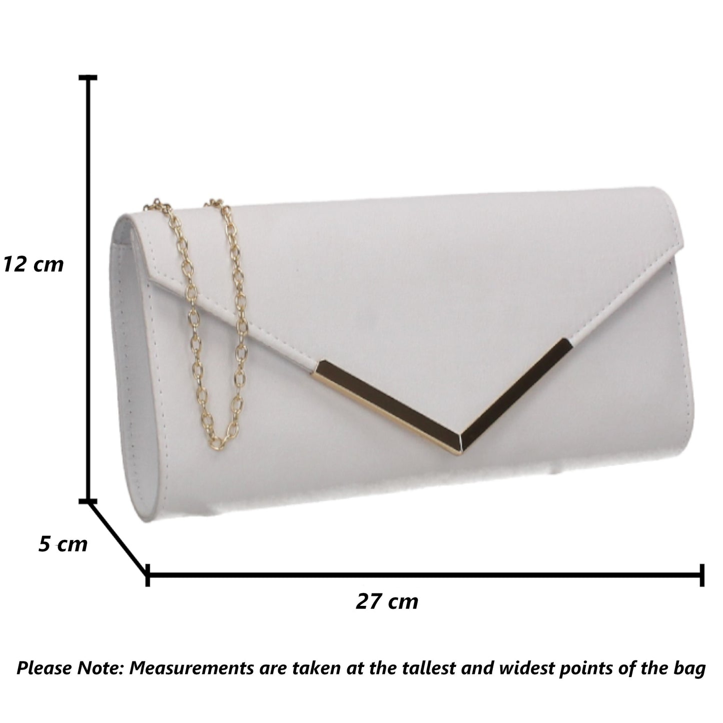 Leona Envelope Faux Suede Clutch Bag White