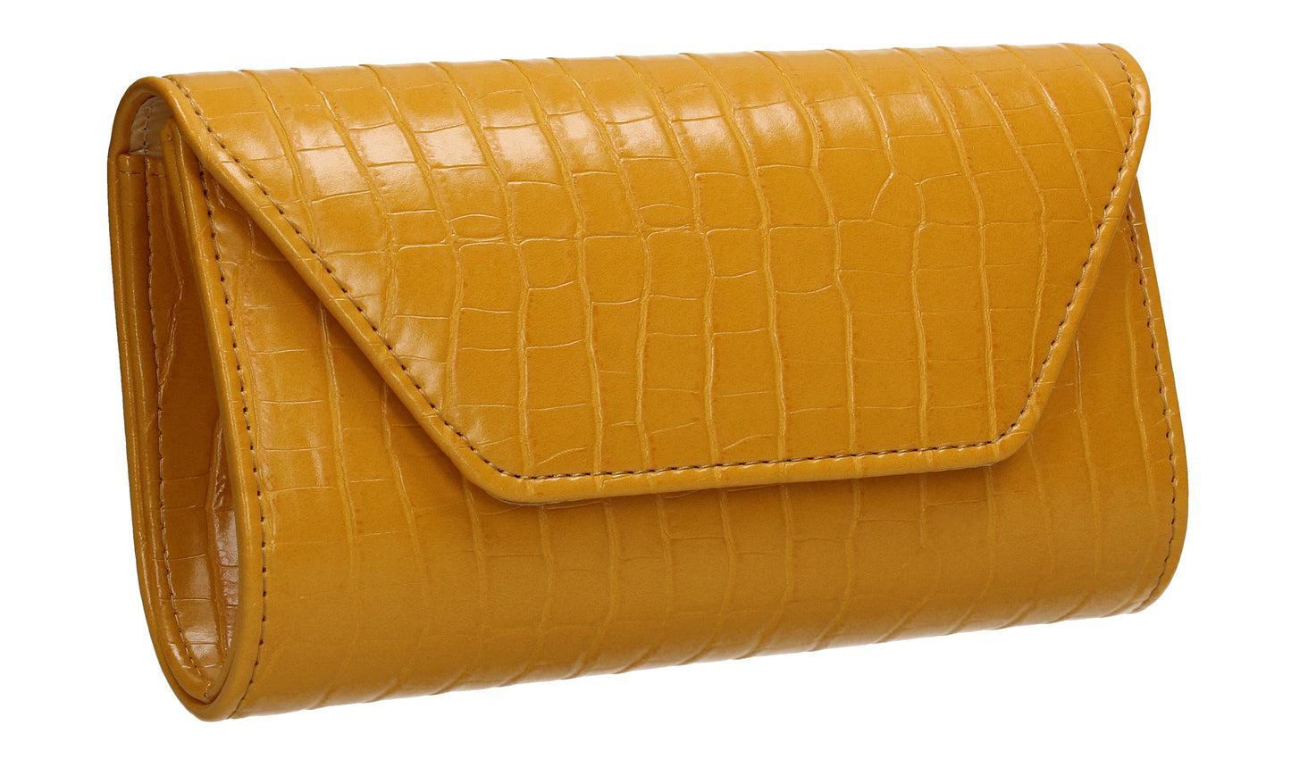 Erin Croc Effect Clutch Bag Yellow