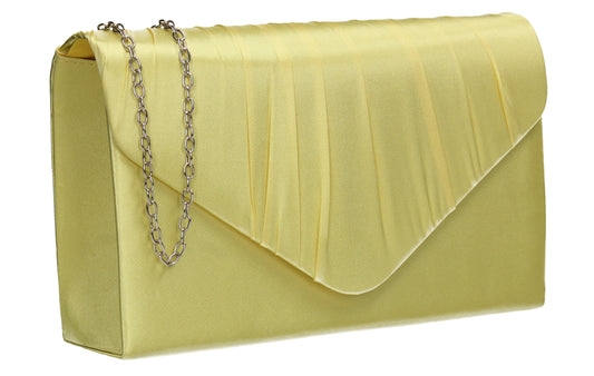 Chantel Beautiful Satin Envelope Clutch Bag Yellow