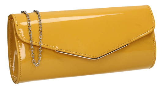 Ariel Patent Envelope Clutch Bag Yellow