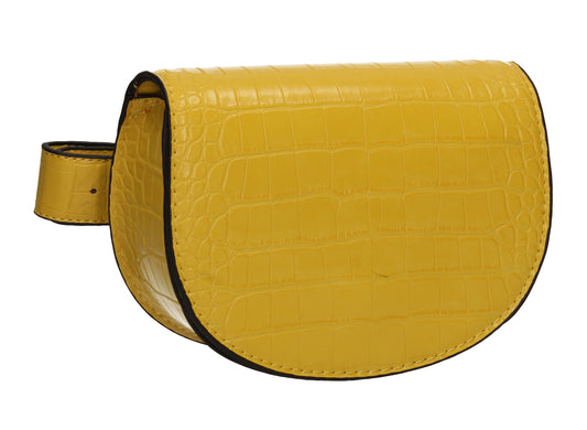 Aminah Faux Leather Snakeskin effect Belt Bag Yellow