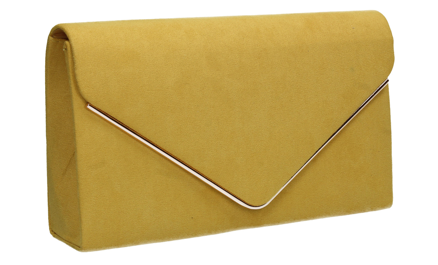Poppy Faux Suede Envelope Clutch Bag Yellow
