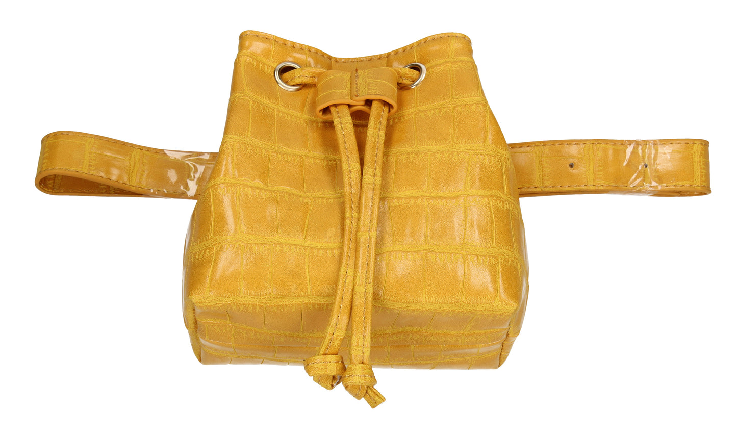 Ciara Faux Leather Croc Belt Bag Yellow