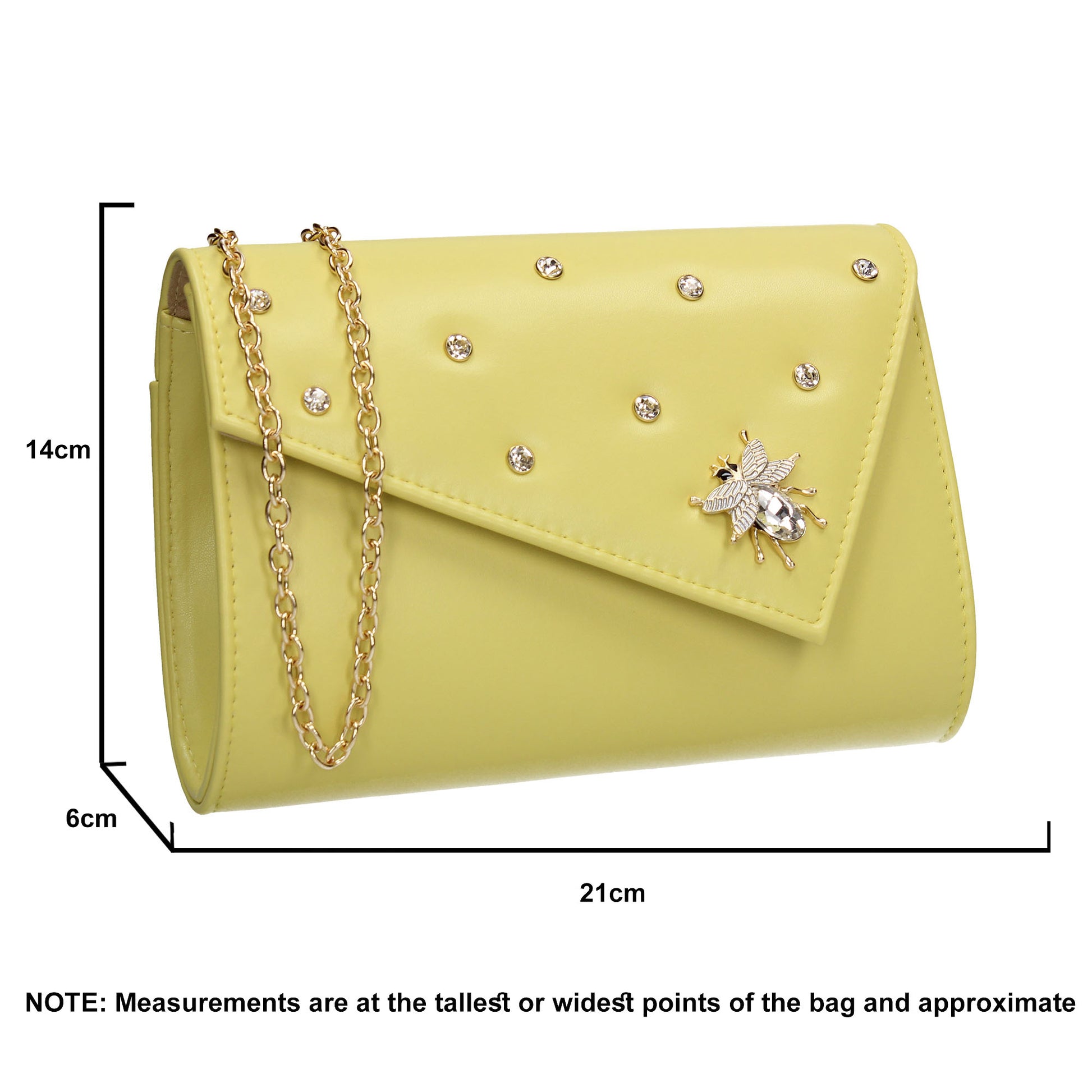 SWANKYSWANS Nylah Clutch Bag Yellow Cute Cheap Clutch Bag For Weddings School and Work