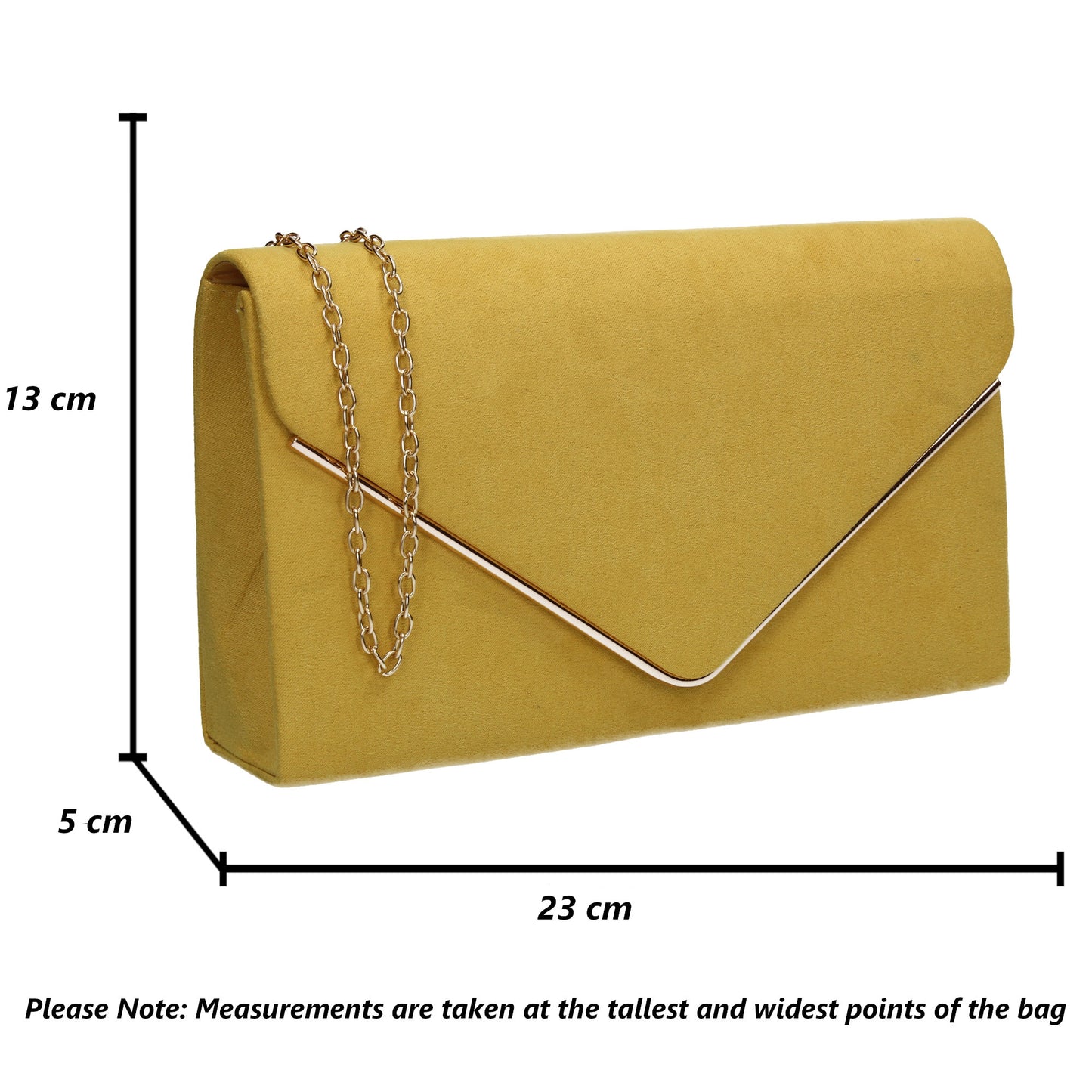 Poppy Faux Suede Envelope Clutch Bag Yellow