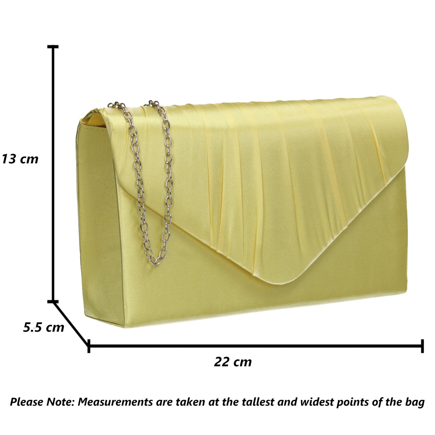 Chantel Beautiful Satin Envelope Clutch Bag Yellow