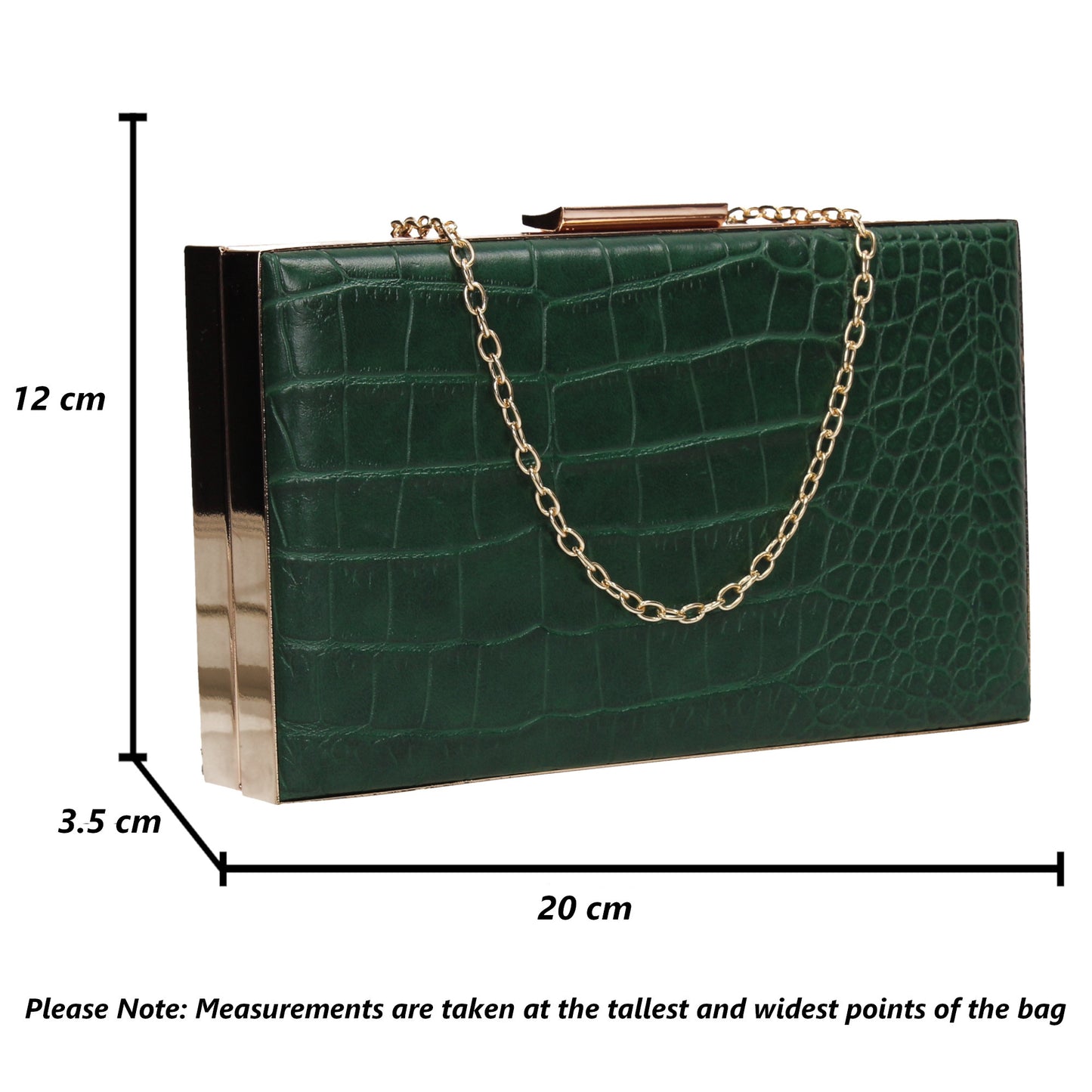 Amelia Box Shape Croc Effect Clutch Bag Green