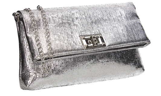 Tess Glamour Party Clutch Bag Silver