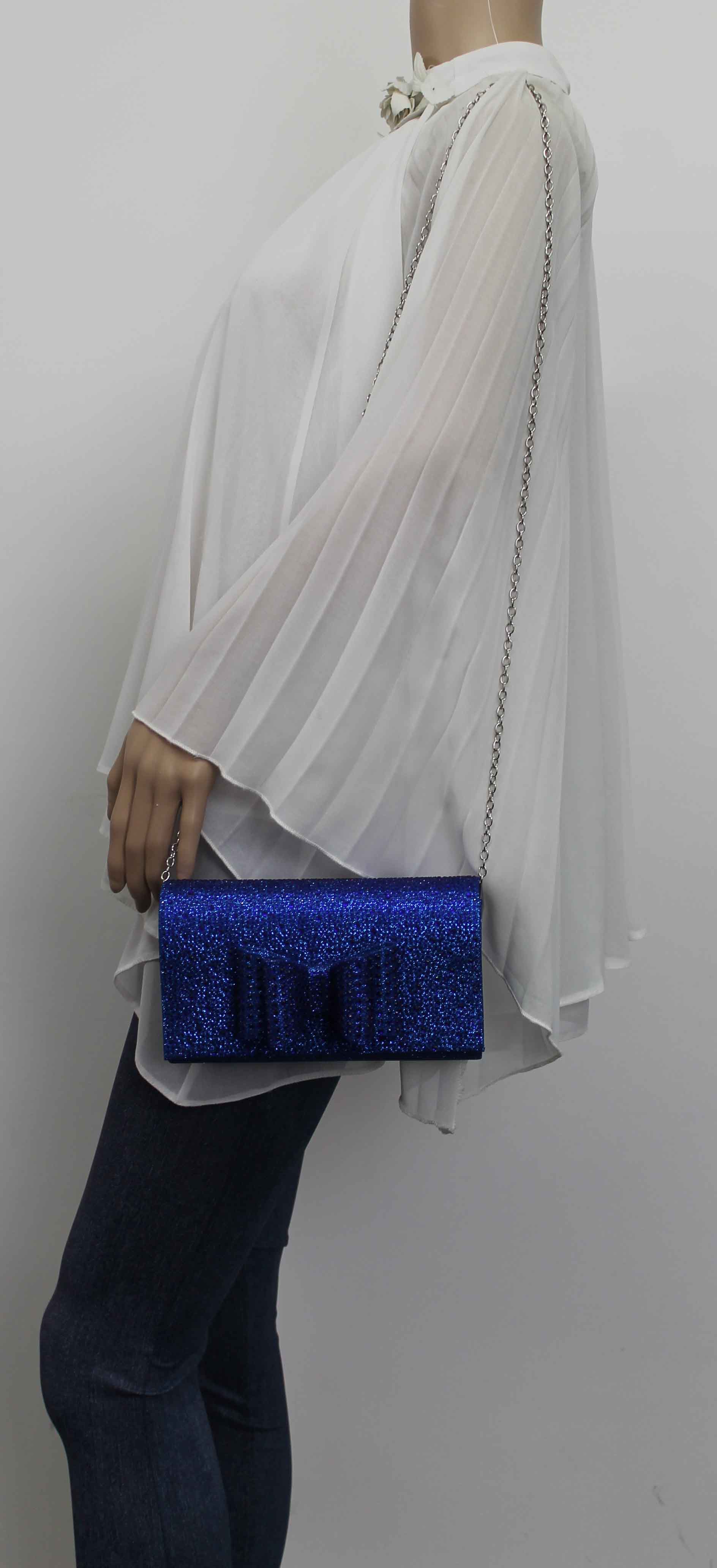 SWANKYSWANS Willa Glitter Bow Clutch Bag Blue Cute Cheap Clutch Bag For Weddings School and Work