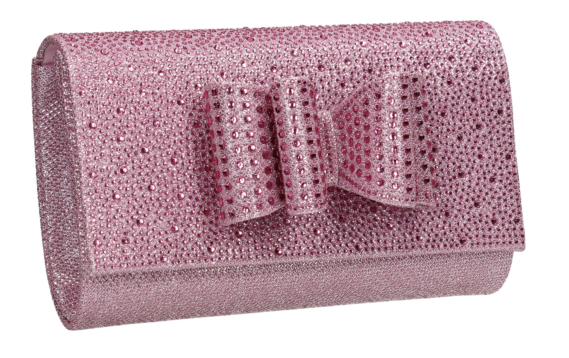 SWANKYSWANS Willa Glitter Bow Clutch Bag Pink Cute Cheap Clutch Bag For Weddings School and Work