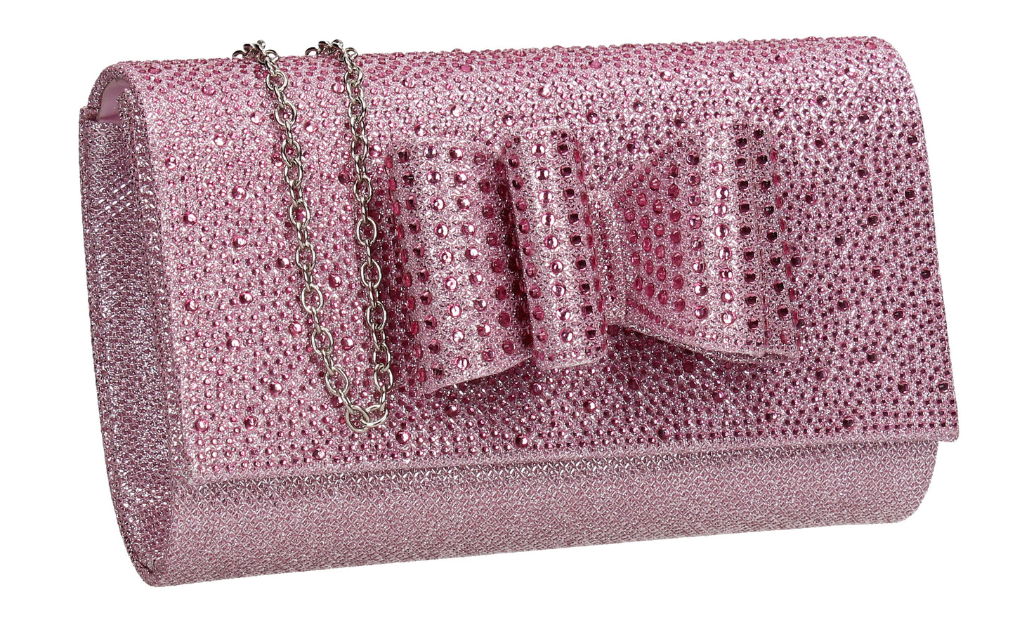 SWANKYSWANS Willa Glitter Bow Clutch Bag Pink Cute Cheap Clutch Bag For Weddings School and Work