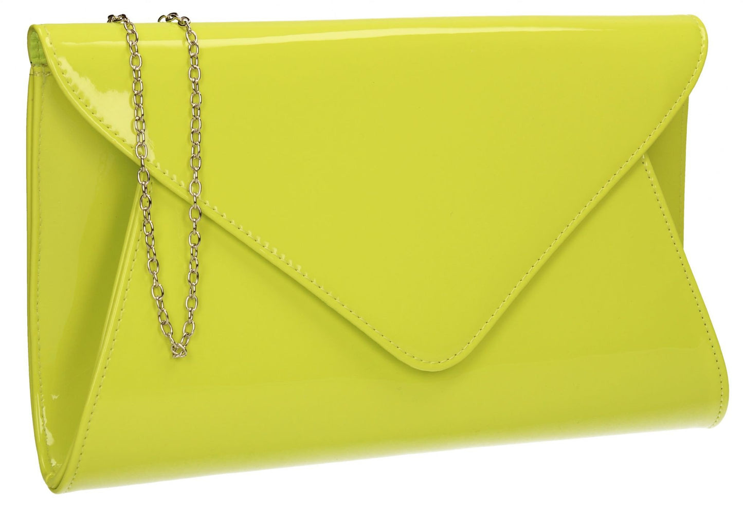 SWANKYSWANS Juliet Patent Envelope Clutch Bag Lime Cute Cheap Clutch Bag For Weddings School and Work