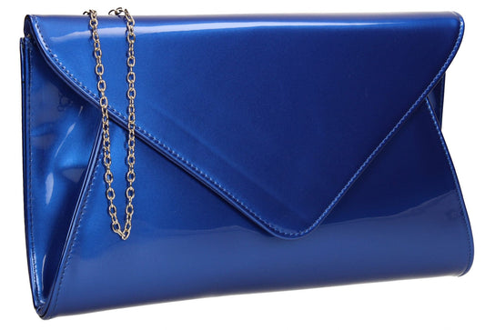 SWANKYSWANS Juliet Patent Envelope Clutch Bag Royal Blue Cute Cheap Clutch Bag For Weddings School and Work