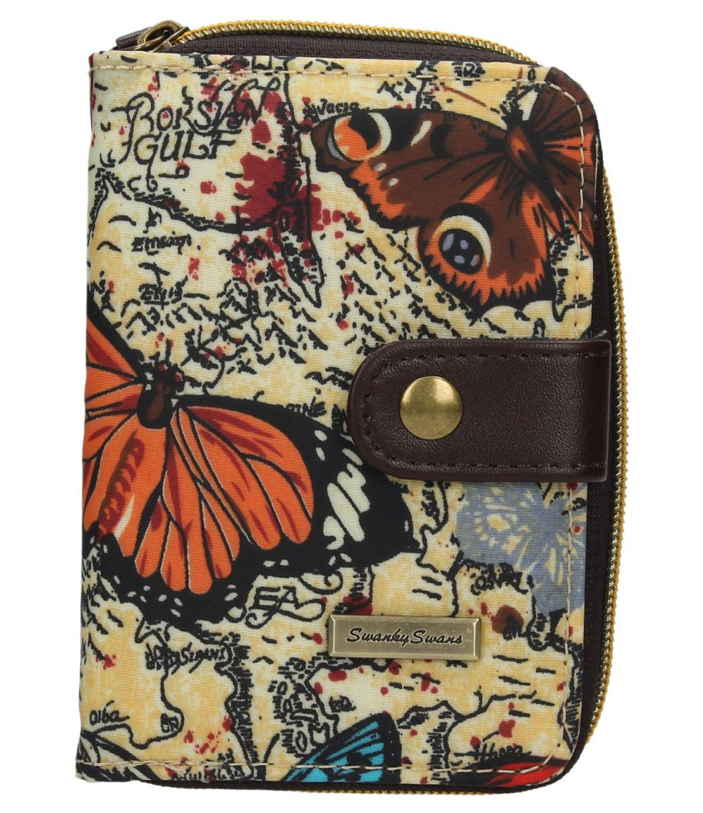 Swanky Swank Atlantis Map & Butterfly Small Purse BeigeCheap Cute School Wallets Purses Bags Animal