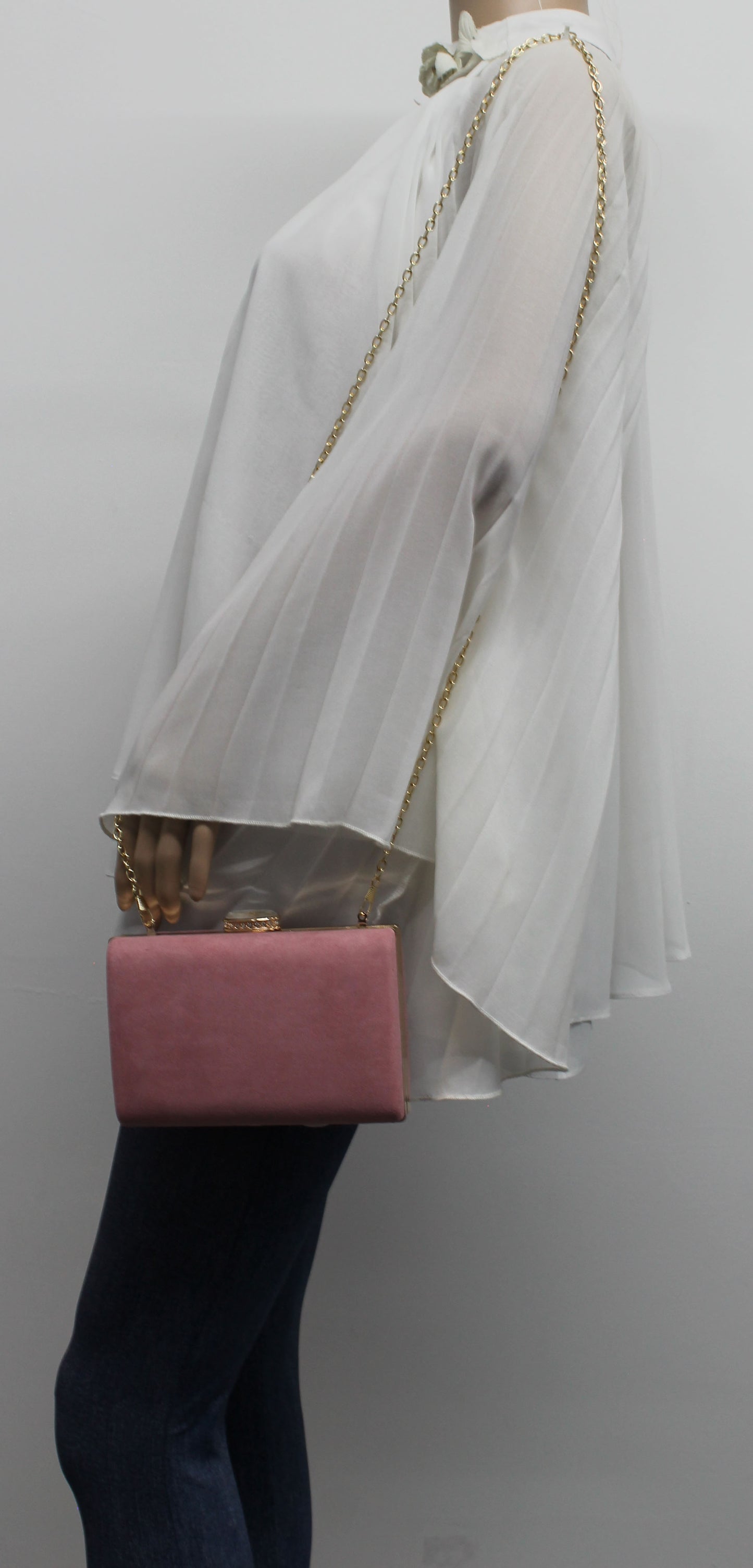 SWANKYSWANS Surrey Suede Clutch Bag Blush Cute Cheap Clutch Bag For Weddings School and Work