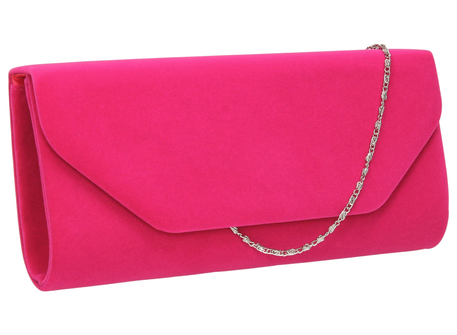 SWANKYSWANS Isabella Velvet Clutch Bag Bright Pink Cute Cheap Clutch Bag For Weddings School and Work