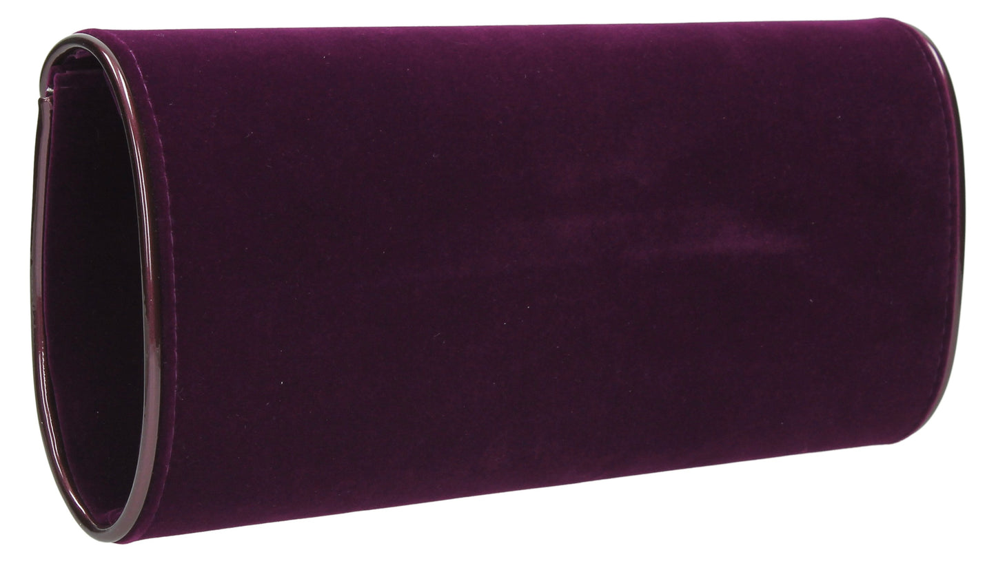 SWANKYSWANS Perry Velvet Clutch Bag - Purple Cute Cheap Clutch Bag For Weddings School and Work