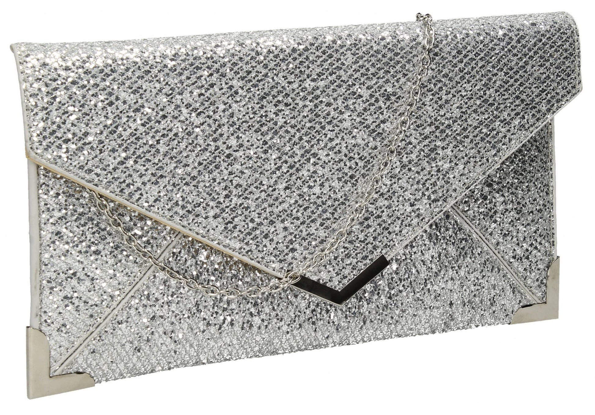 SWANKYSWANS Fallabella Glitter Clutch Bag Silver