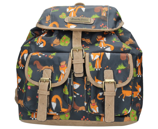 Swanky Swans Freddie Fox & Squirrel Print Classic Backpack Bag NavyBeautiful cheap school backpack bag