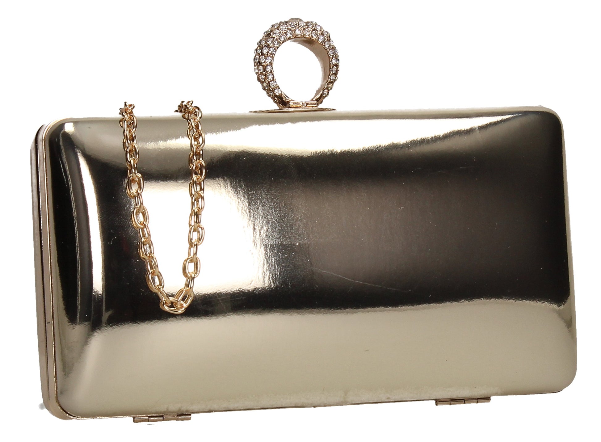 SWANKYSWANS Lyla Patent Clutch Bag Gold Cute Cheap Clutch Bag For Weddings School and Work