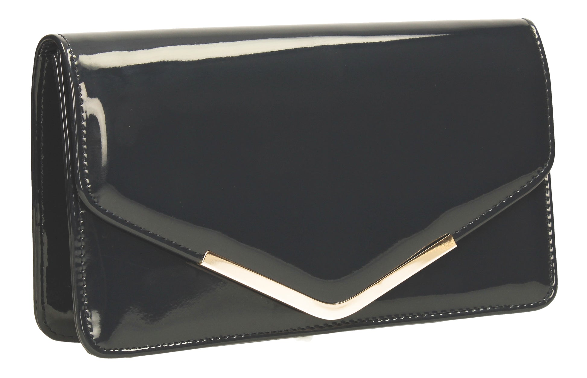 SWANKYSWANS Paris Patent Clutch Bag Navy Cute Cheap Clutch Bag For Weddings School and Work