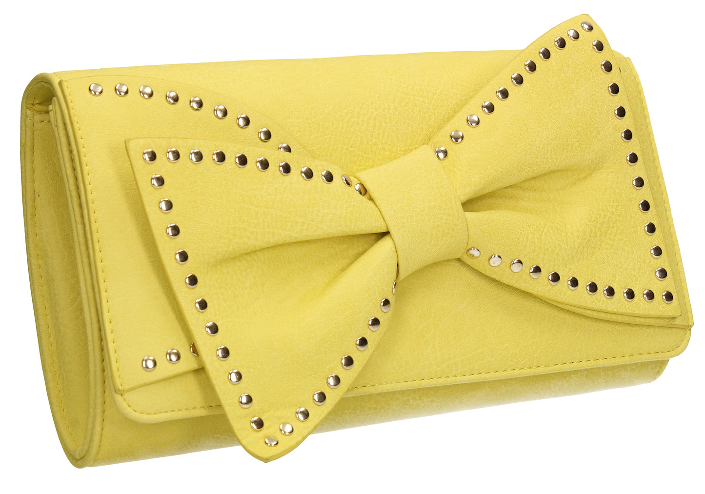 SWANKYSWANS Kelly Bow Clutch Bag Yellow Cute Cheap Clutch Bag For Weddings School and Work