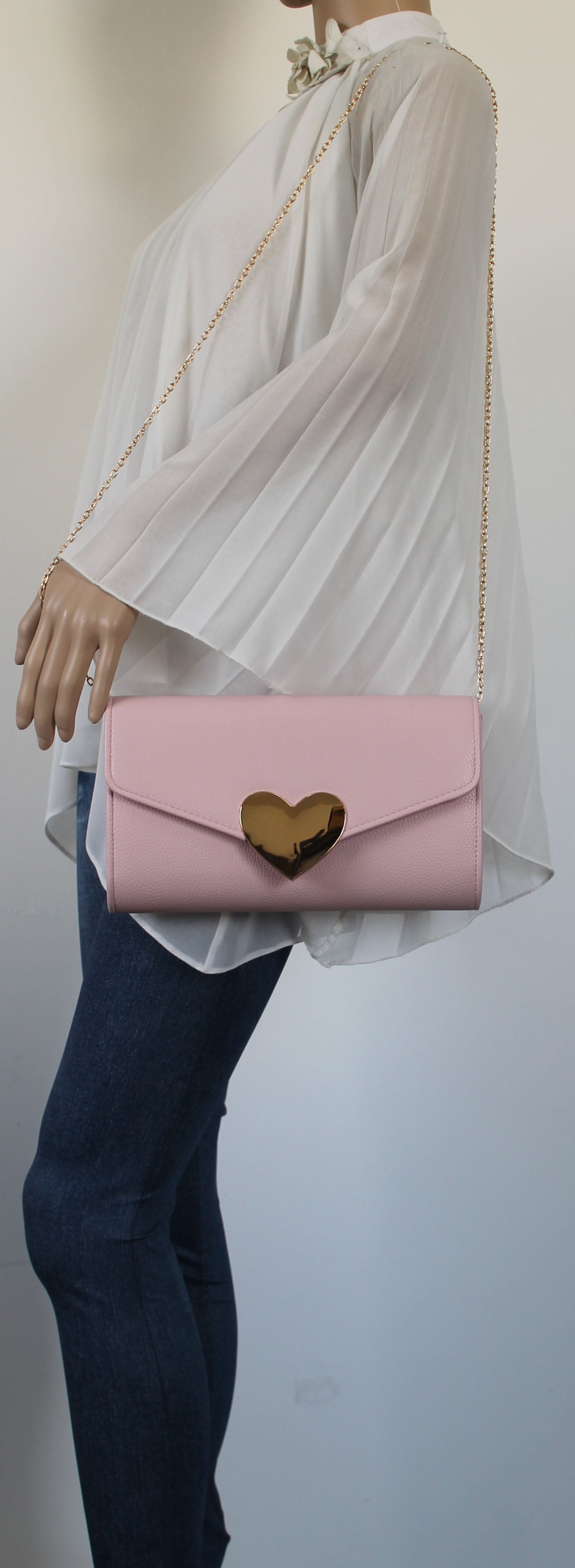 SWANKYSWANS Corrie Heart Clutch Bag Pink Cute Cheap Clutch Bag For Weddings School and Work