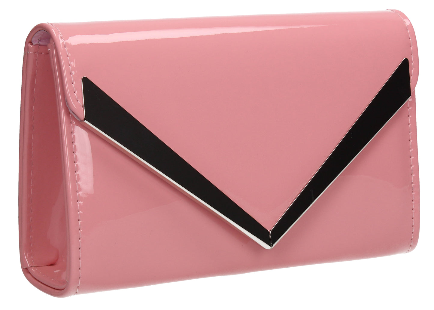 SWANKYSWANS Wendy V Patent Clutch Bag Pink Cute Cheap Clutch Bag For Weddings School and Work