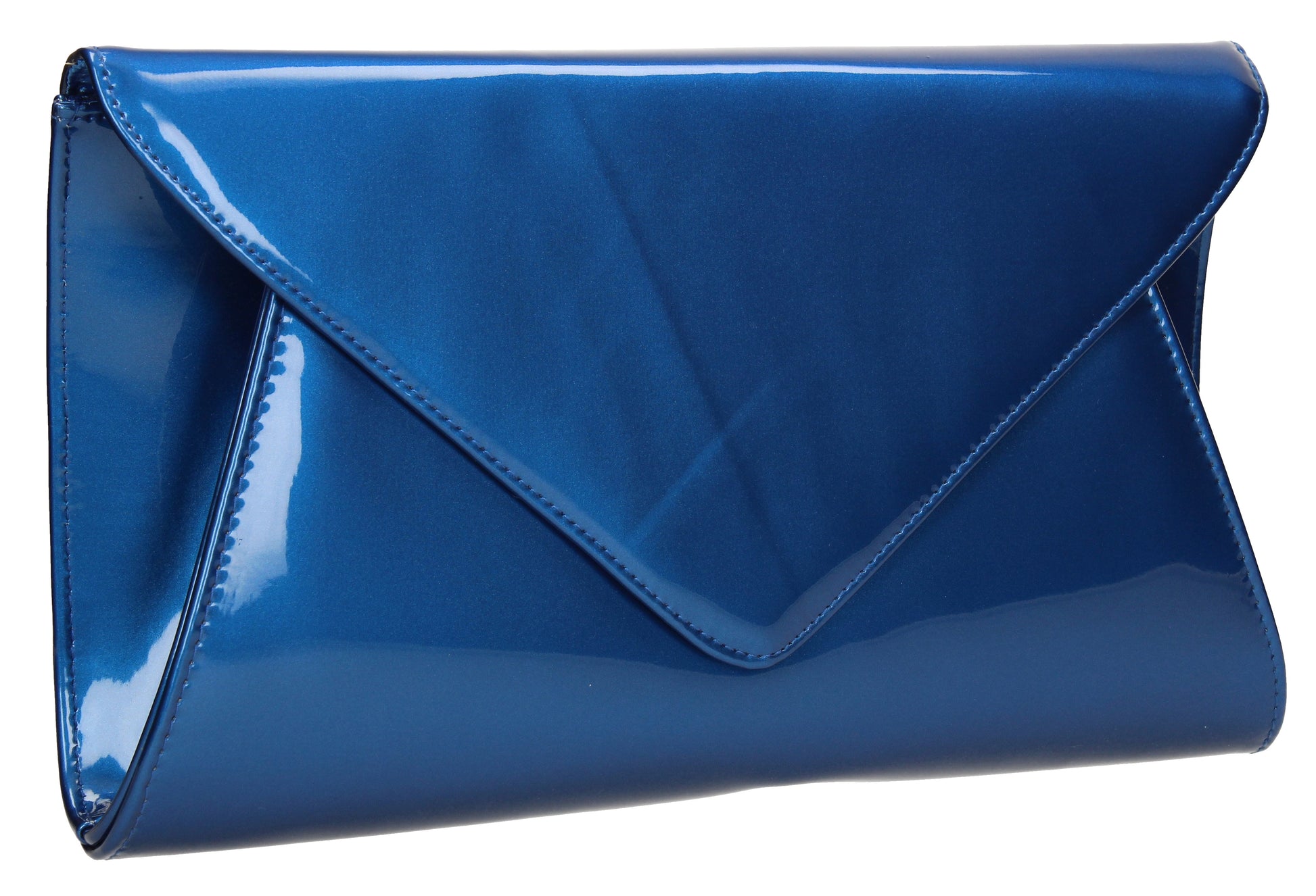 SWANKYSWANS Juliet Patent Envelope Clutch Bag Shimmer Blue Cute Cheap Clutch Bag For Weddings School and Work