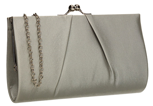 SWANKYSWANS Katy Satin Clutch Bag Silver Cute Cheap Clutch Bag For Weddings School and Work