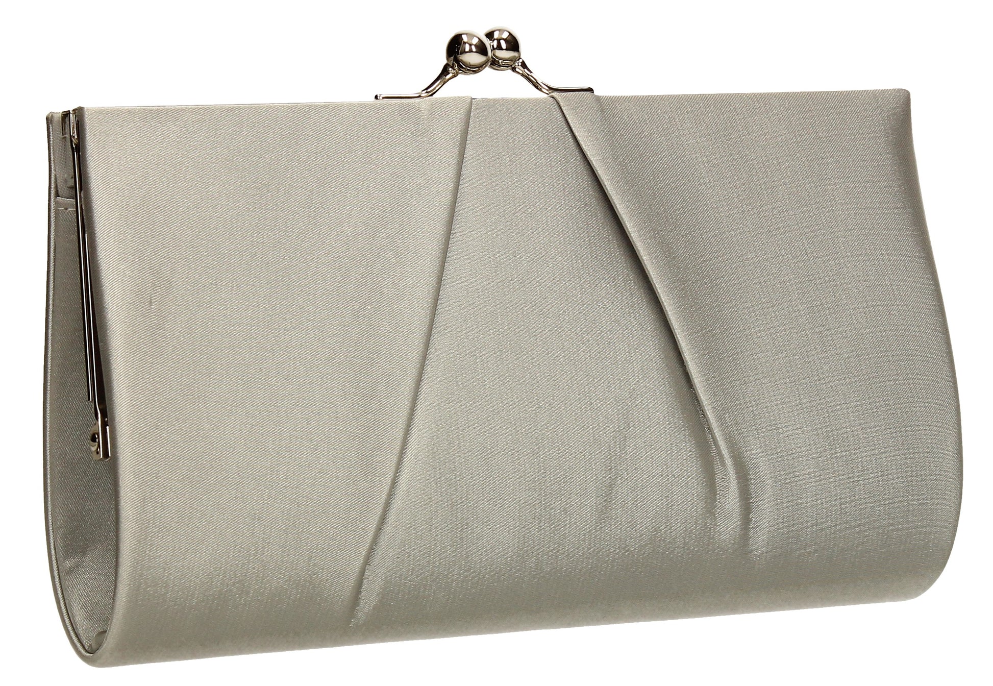 SWANKYSWANS Katy Satin Clutch Bag Silver Cute Cheap Clutch Bag For Weddings School and Work
