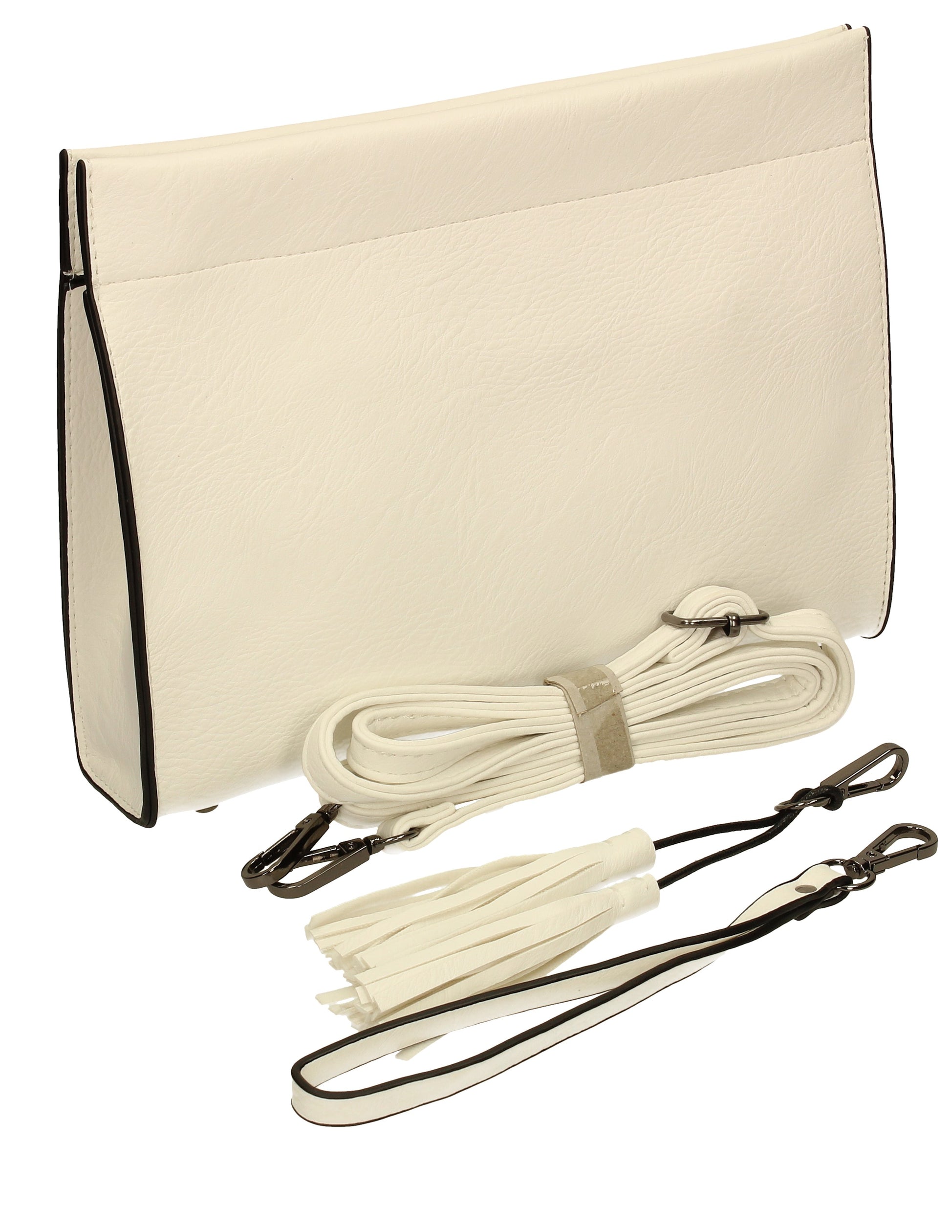 SWANKYSWANS Dina Tassel Clutch Bag White Cute Cheap Clutch Bag For Weddings School and Work