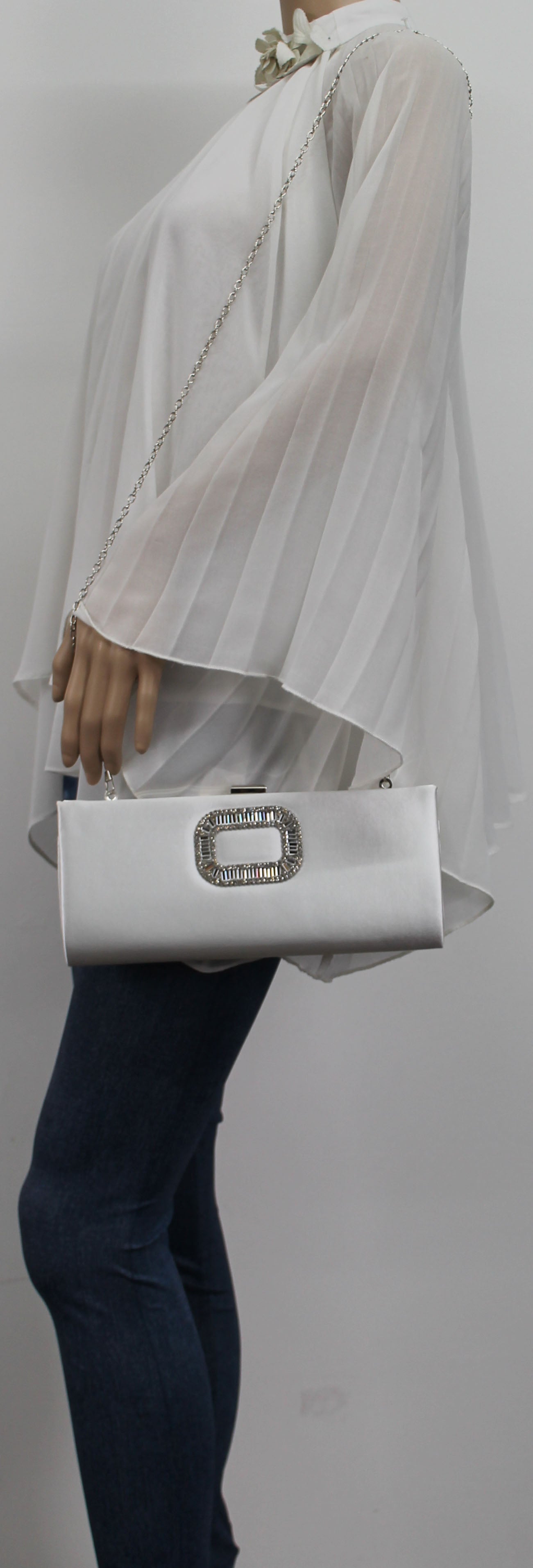 SWANKYSWANS Kerr Satin Clutch Bag Ivory Cute Cheap Clutch Bag For Weddings School and Work