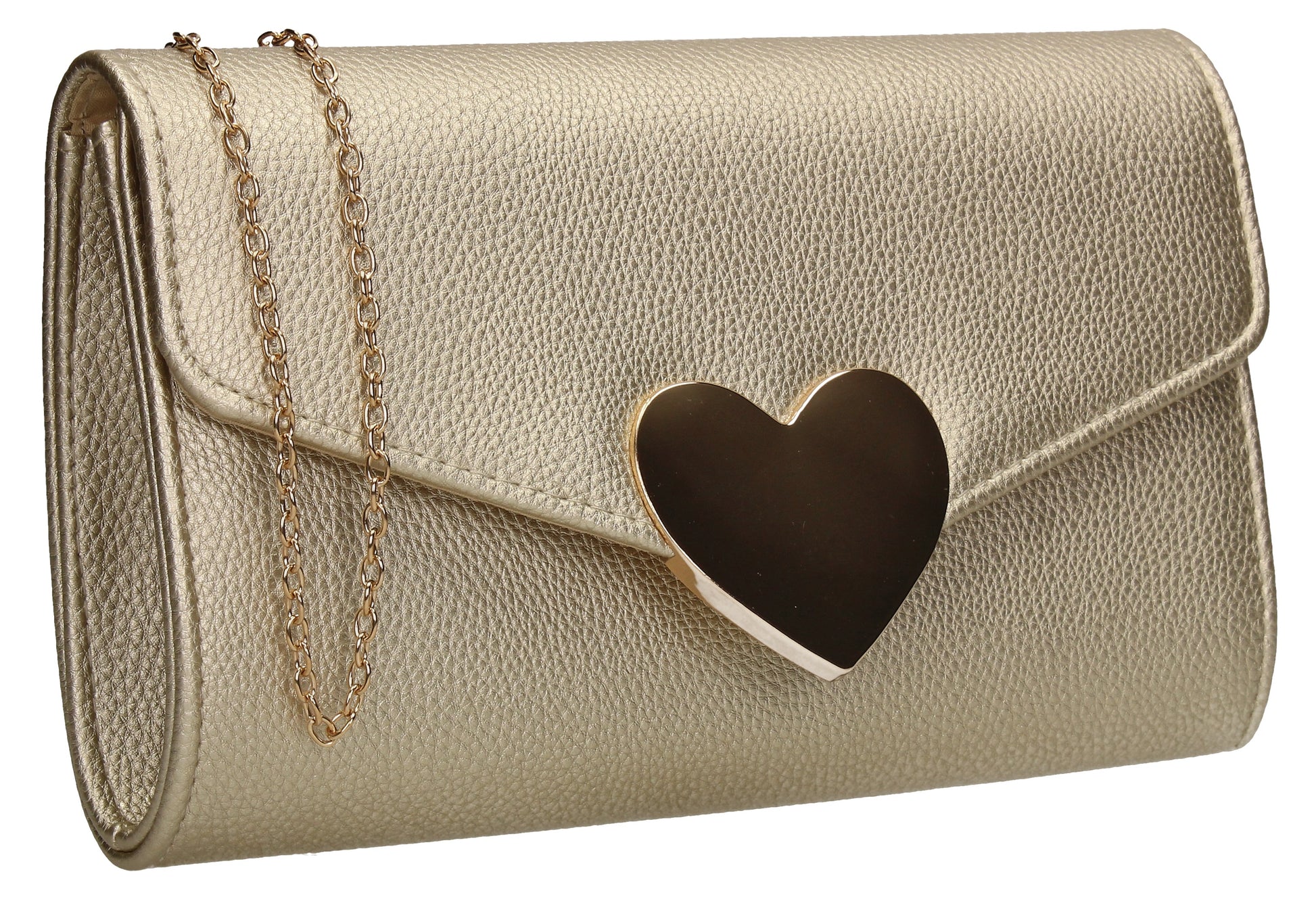 SWANKYSWANS Corrie Heart Clutch Bag Gold Cute Cheap Clutch Bag For Weddings School and Work