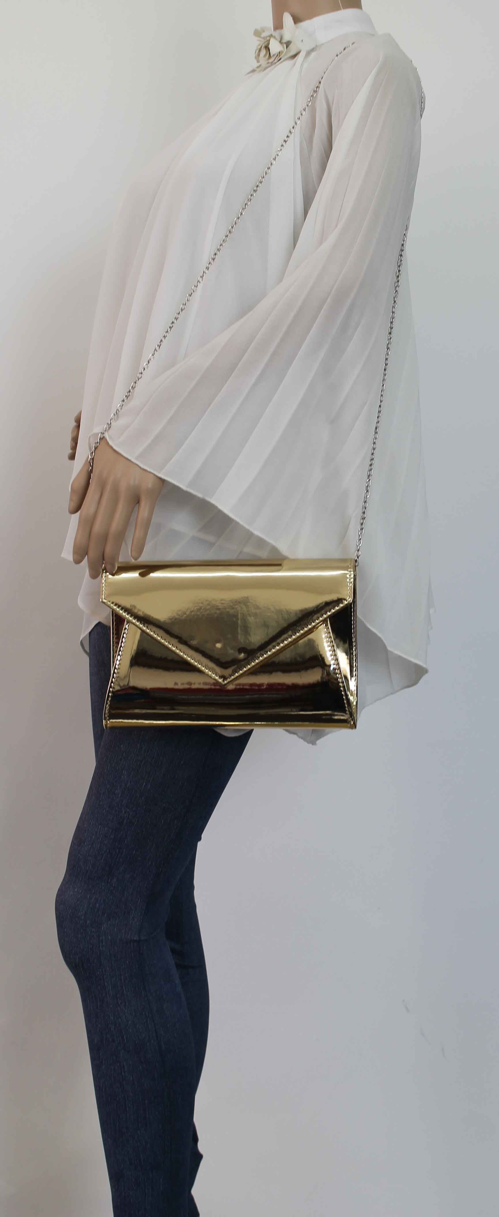 SWANKYSWANS Lenny Shiny Clutch Bag Gold Cute Cheap Clutch Bag For Weddings School and Work
