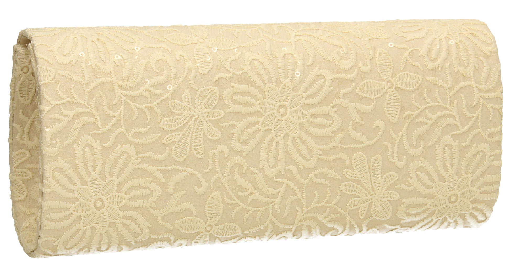 SWANKYSWANS Julia Lace Sequin Clutch Bag Ivory Cute Cheap Clutch Bag For Weddings School and Work