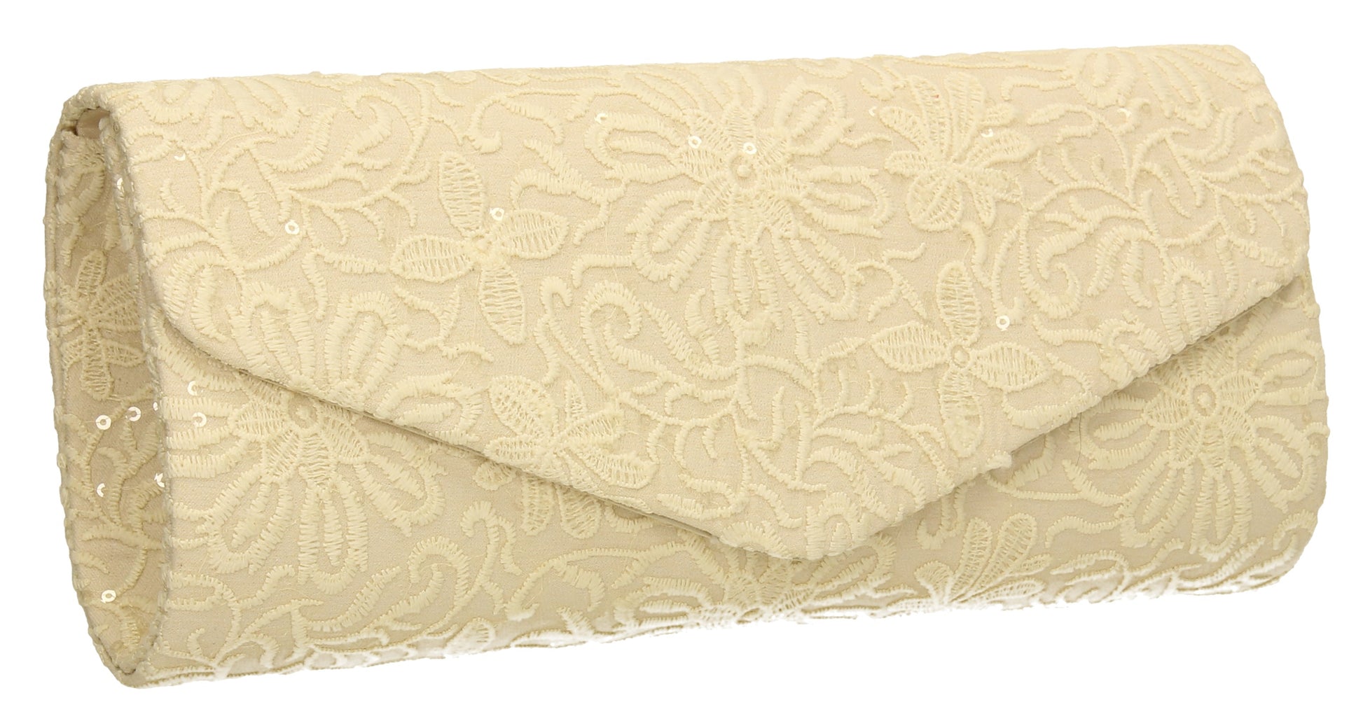 SWANKYSWANS Julia Lace Sequin Clutch Bag Ivory Cute Cheap Clutch Bag For Weddings School and Work
