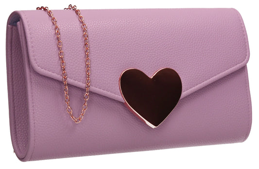 SWANKYSWANS Corrie Heart Clutch Bag Lilac Cute Cheap Clutch Bag For Weddings School and Work