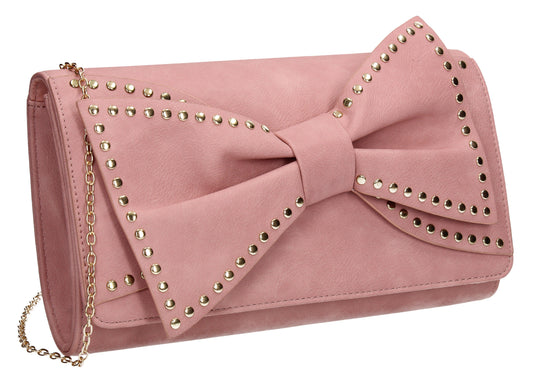 SWANKYSWANS Kelly Bow Clutch Bag Pink Cute Cheap Clutch Bag For Weddings School and Work