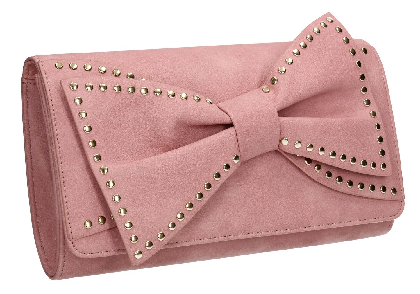 SWANKYSWANS Kelly Bow Clutch Bag Flesh Pink Cute Cheap Clutch Bag For Weddings School and Work