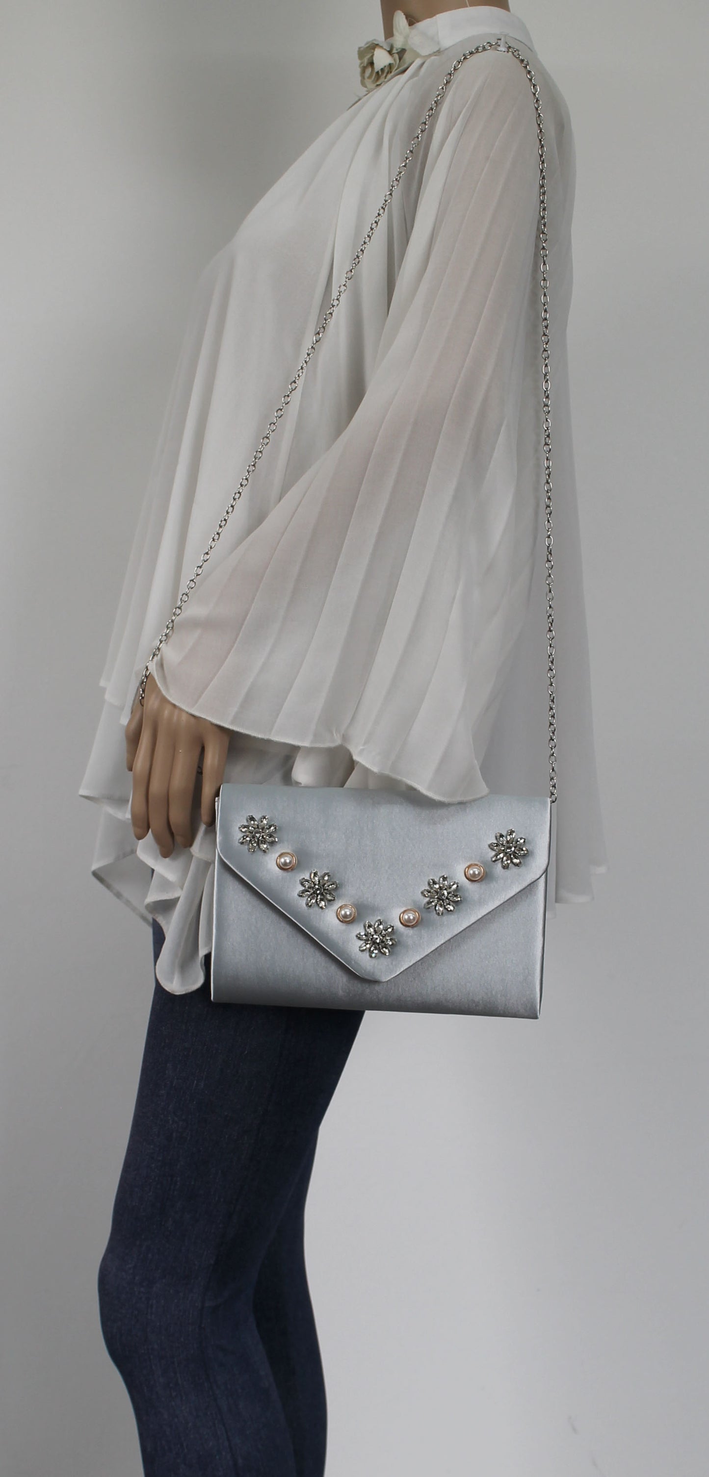 SWANKYSWANS Leila Clutch Bag Silver Cute Cheap Clutch Bag For Weddings School and Work