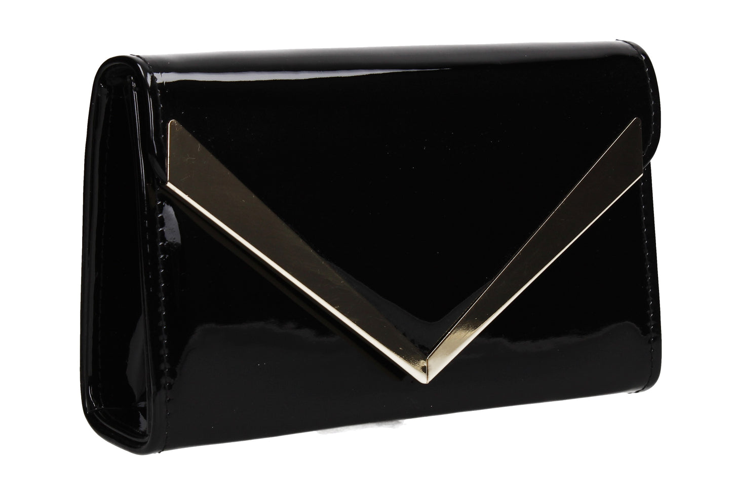 SWANKYSWANS Wendy V Patent Clutch Bag Black Cute Cheap Clutch Bag For Weddings School and Work