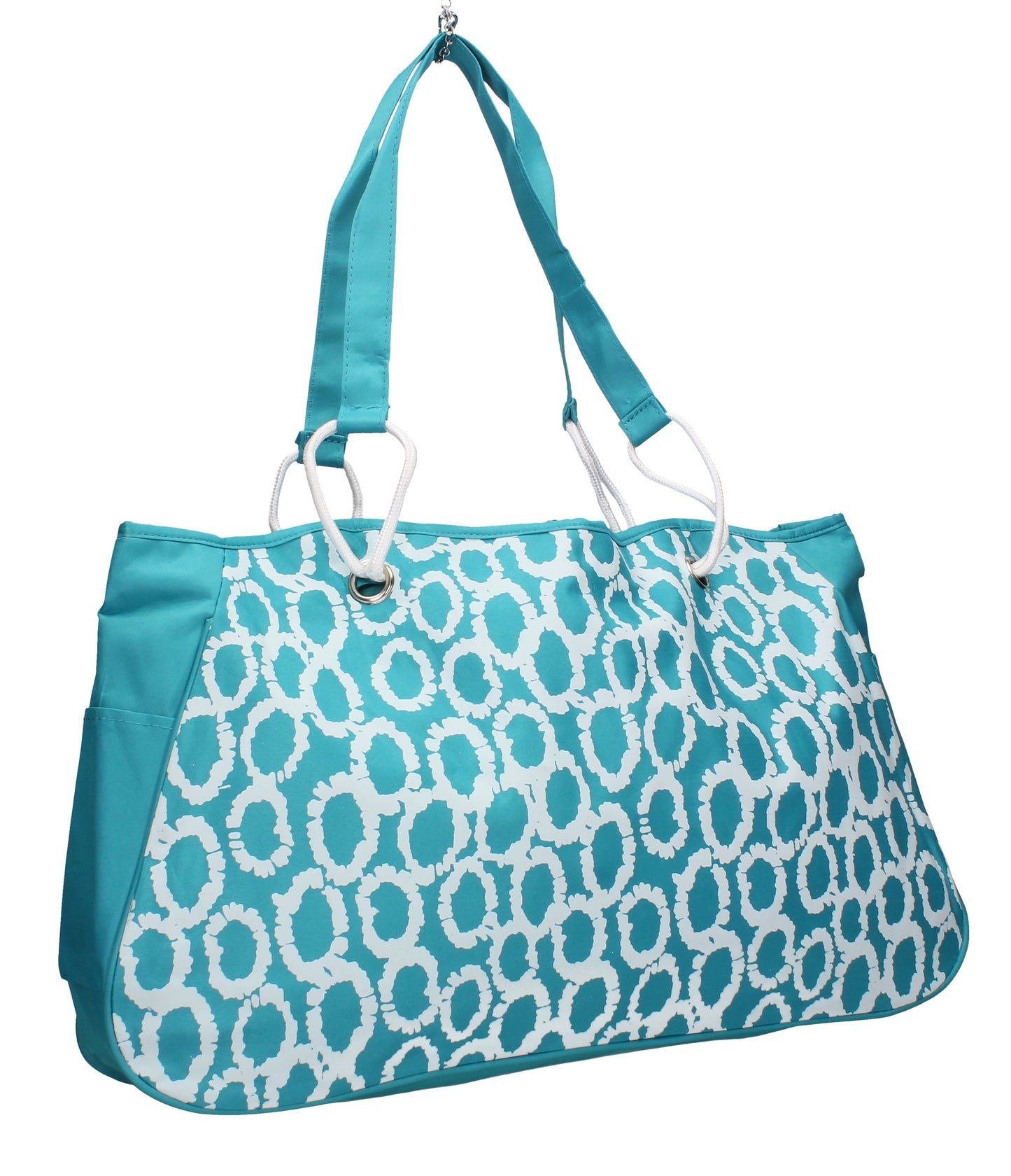 Swanky Swans Ring Print Beach Tote Bag Summer Handbag Light BluePerfect for School, Weddings, Day out!