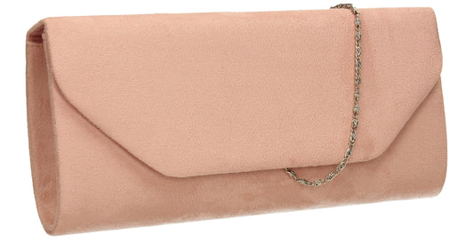 SWANKYSWANS Isabella Velvet Clutch Bag Blush Cute Cheap Clutch Bag For Weddings School and Work